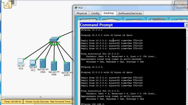 DNS, SMTP, FTP, and WEB Server configuation in packet tracer смотреть онлайн