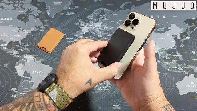 MUJJO - Full Leather Magnetic Wallet Compatible Apple IPhone MagSafe