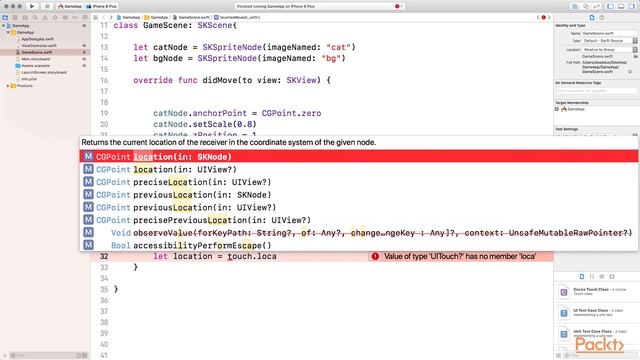 iOS Game Development : Move SKSpriteNode to Touch Location | packtpub.com смотреть онлайн