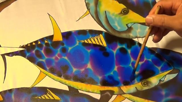 BATIK SILK PAINTING WITH JEAN-BAPTISTE - FINE ART - BLUE MARLIN смотреть онлайн