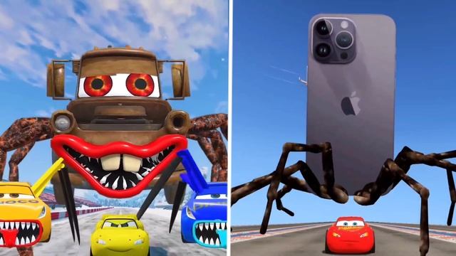 Lightning McQueen Cruz Ramirez 🆚 The Spider IPhone 14 Pro Eater || Coffin Dance Song Cover