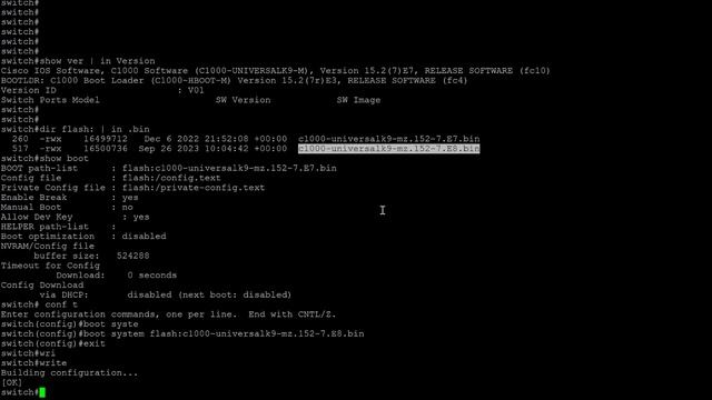 Cisco C1000 Switch IOS software version upgrade from lower to higher version смотреть онлайн