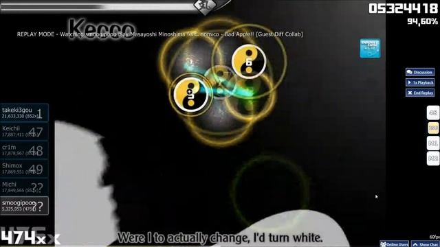 Let's Osu! #78 Masayoshi Minoshima feat. nomico - Bad Apple!! S-Rank (DT mod) смотреть онлайн