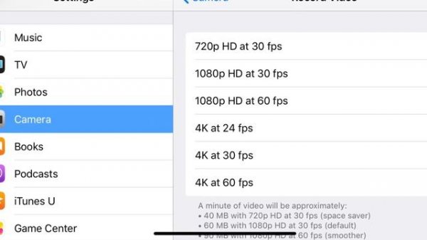 iPhone XR 4K Cinematic settings