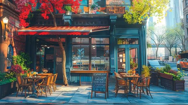 Morning New York Coffee Shop Ambience with Smooth Bossa Nova Music - Jazz Cafe for Relax, Work смотреть онлайн