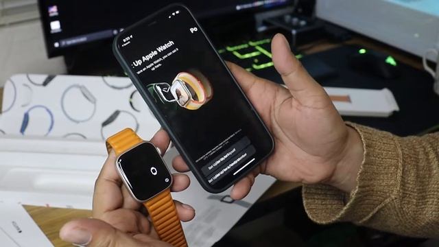 Apple Watch Series 7 ( 45mm ) with Starlight Aluminum Case with Leather Link | Morshed From USA смотреть онлайн