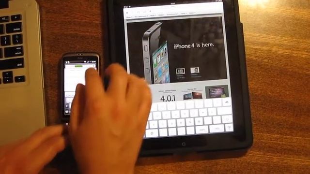 HTC Desire (with Android 2.2) vs. iPad (iOS 3.2) - Browser test смотреть онлайн