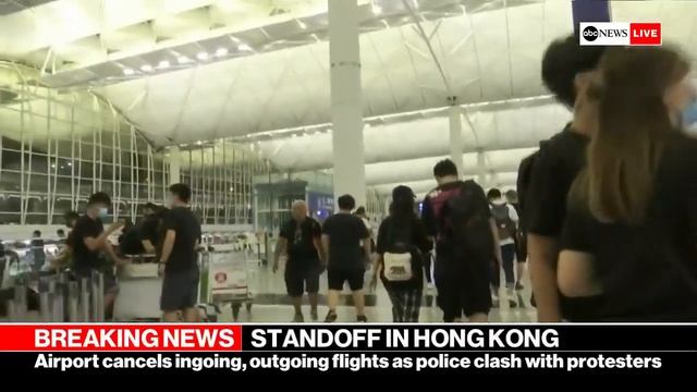 HONG KONG PROTEST LIVE STREAM: RIOT POLICE STORM PROTESTS INSIDE  AIRPORT  | ABC News Live
