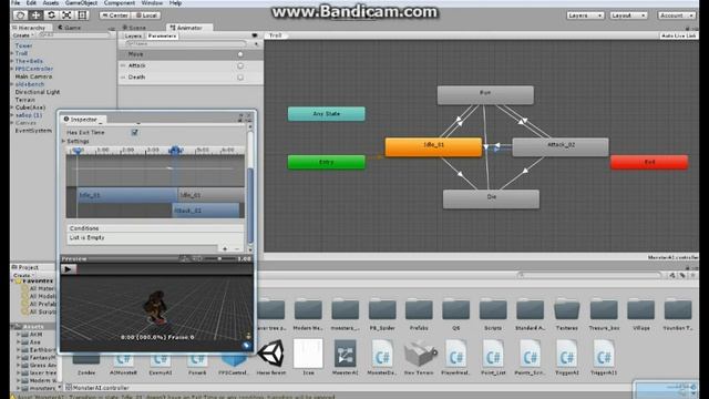Unity 5 Создание анимации врага AI. смотреть онлайн