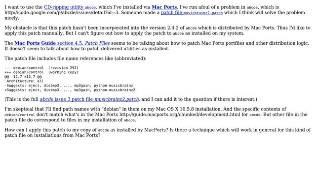Apple: How can I apply a patch file to a Mac Ports app? смотреть онлайн