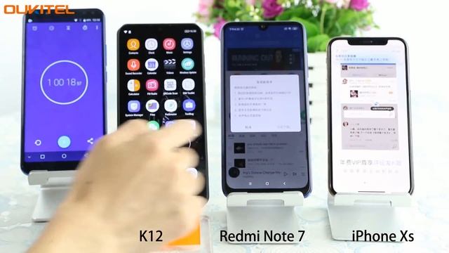 OUKITEL K12 VS XIAOMI REDMI NOTE 7 VS IPHONE XS BATTERY POWER CONSUMPTION смотреть онлайн