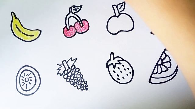Learn FRUITS names Painting, Colouring for kids &Children #apple #banana #orenge #strawberry смотреть онлайн