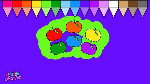 Learn Colors For Kids And Color Many Apples Coloring Pages