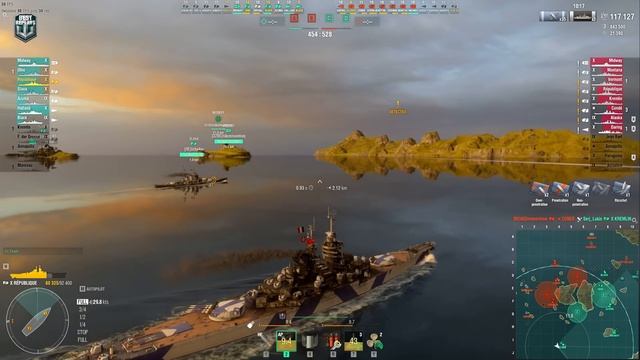 Battleship République: 335k on map Two Brothers - World of Warships смотреть онлайн