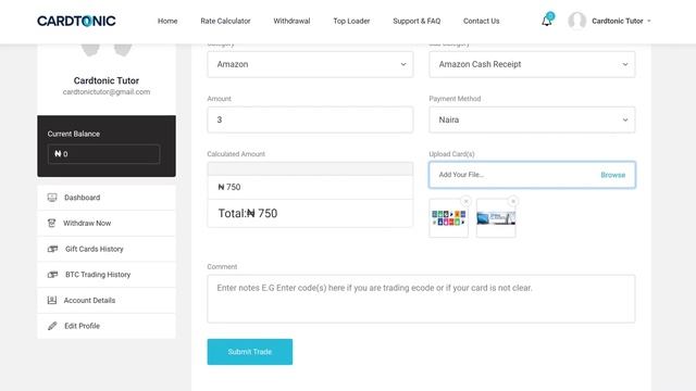 (TUTORIAL) How To Use Cardtonic Site - How To Trade Gift Cards, Withdraw E.t.c
