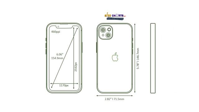 iPhone 13 Size, Measurements & Dimension Illustration смотреть онлайн