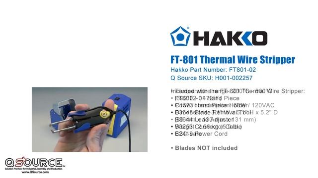 Hakko FT-801 Thermal Wire Stripper Introduction - Q Source, Inc. смотреть онлайн