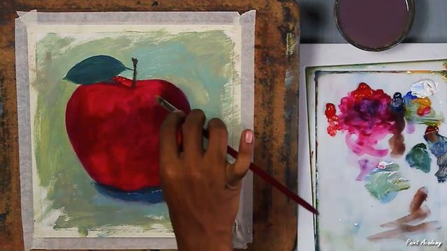 How to Paint An Apple in Acrylic | step by step Video смотреть онлайн