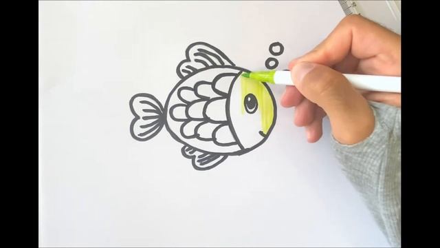 Bolalar Uchun Yoqimli Baliq Va Rangli Kamalakni Qanday Chizish Mumkin. How To Draw Cute Fish
