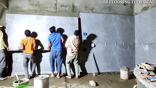How to install 8'×4' tiles | vitrified wall tile fitting | very large tile installation ideas | смотреть онлайн