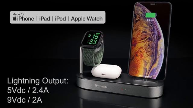 Verbatim 4 in 1 Apple Watch & Smartphone WIRELESS CHARGING DOCK English смотреть онлайн