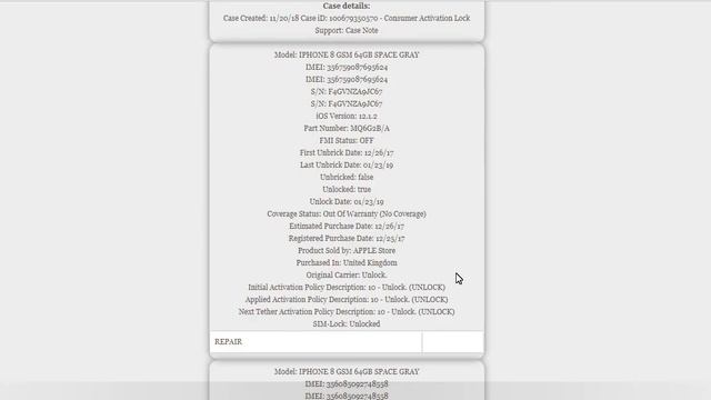 iPHONE GSX INFO + CASEID (Sample) смотреть онлайн
