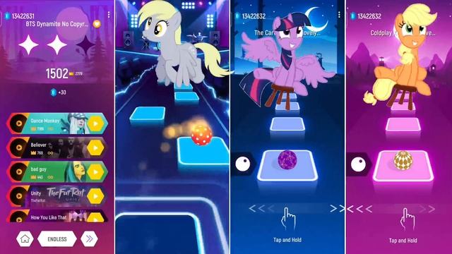 Rainbow Dash - Derpy Hooves - Pinkiepie - Applejack Song TilesHopEDMRush #applejack #rainbowdash