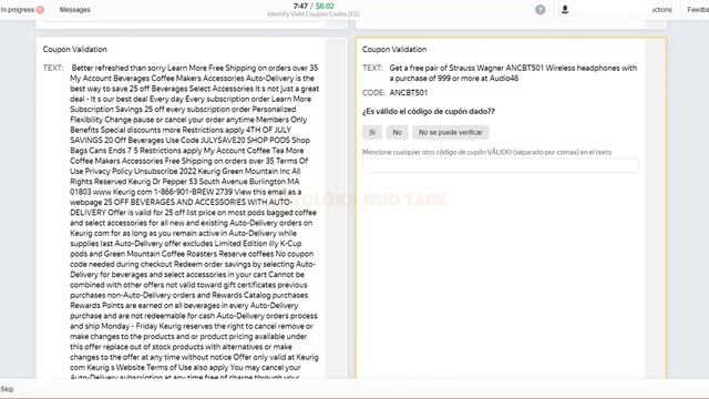Identify Valid Coupon Codes (ES) Test (Spanish) Toloka. 0.05$ Per Task After Passed, 100% Passed смотреть онлайн