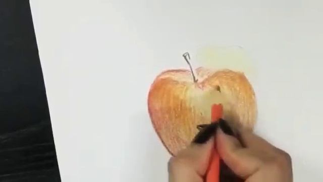 How to draw Red Apple step by step with colour pencils ... смотреть онлайн