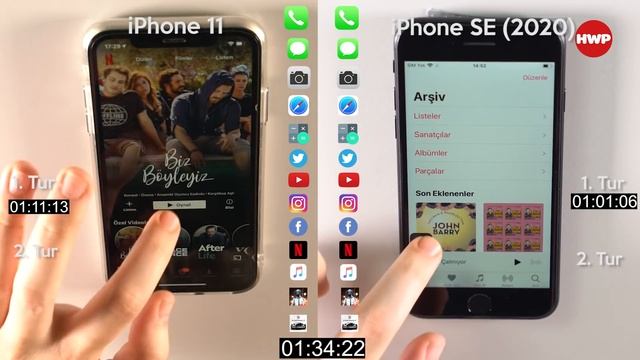iPhone'lar KAPIŞIYOR!!! | iPhone 11 vs. iPhone SE (2020) HIZ TESTİ смотреть онлайн