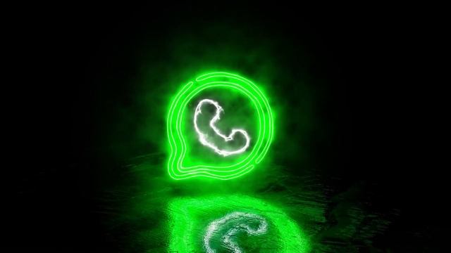 Neon green whatsapp facebook logo glowing sign 4k 60fps loop animation background смотреть онлайн