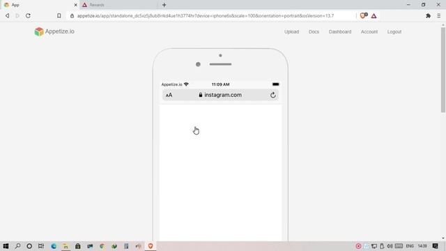 Running IOS Emulator And Instagram On Iphone Emulator On A Browser.