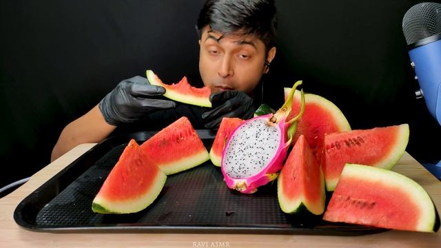 ASMR Eating 🍉Watermelon 🍉 Dragon fruit, Orange 🧡🍊 Apple🍎 Juicy Fruit MUKBANG🍉RAVI ASMR Eating Sound смотреть онлайн