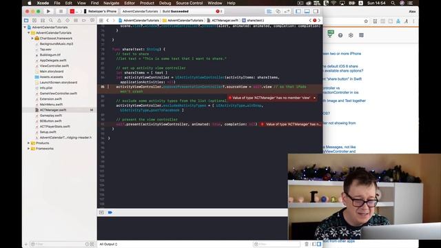 UIActivityViewController: Share in SpriteKit and Swift 4 смотреть онлайн