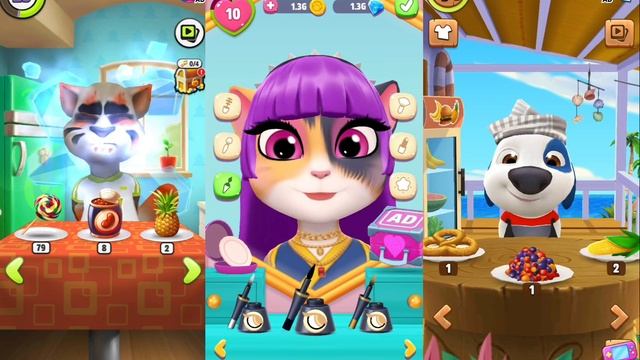 My Talking Hank Vs Talking Angela Vs Talking Tom (ios & Android) Gameplay