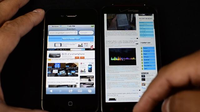HTC Rezound browser vs iPhone 4 browser смотреть онлайн