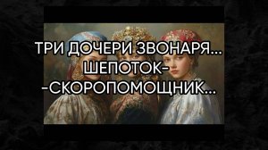 ТРИ ДОЧЕРИ ЗВОНАРЯ...ШЕПОТОК - СКОРОПОМОЩНИК...ДЛЯ ВСЕХ...