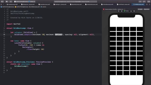 LazyVGrid, LazyHGrid, and GridItems in SwiftUI | Bootcamp #16 смотреть онлайн