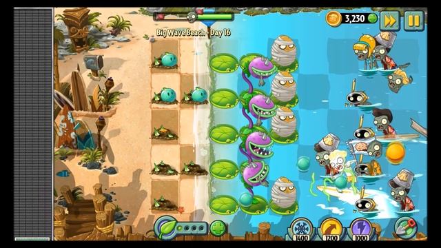Plants vs Zombies 2 - Big Wave Beach - Day 16 [Gargantuar Battle] No Premium смотреть онлайн