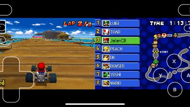 Mario Kart DS Mushroom Cup Gameplay [Delta Emulator, 2005] смотреть онлайн