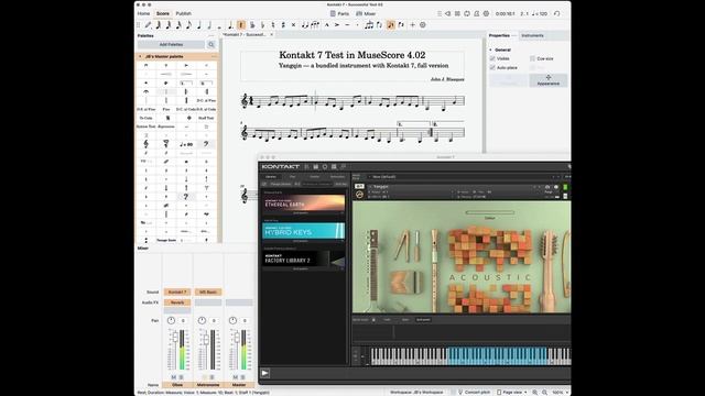 Kontakt 7 - Native Instruments Yangqin playing in MuseScore 4.02 смотреть онлайн