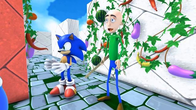 Pacman 3D Cartoons vs Baldi Basic vs Sonic Apple Fruit - Kim100 смотреть онлайн