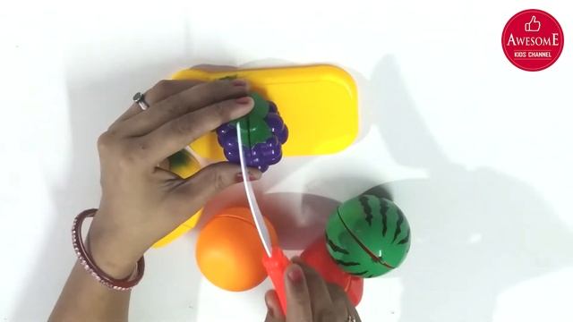 FRUITS Velcro Cutting Toy Set - apple, orange, grapes, banana, watermelon смотреть онлайн