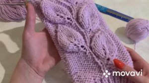 Узор листья спицами