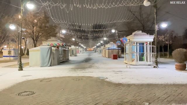 Snowing Live Walk From City Tashkent [2 Am] | Живое видео Ташкента | Снег в Ташкенте