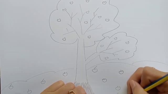 How to Draw an American Red Apple Tree with Many Fruits | Pink paint смотреть онлайн