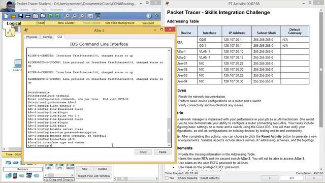 6.5.1.3 Packet Tracer Skills Integration Challenge