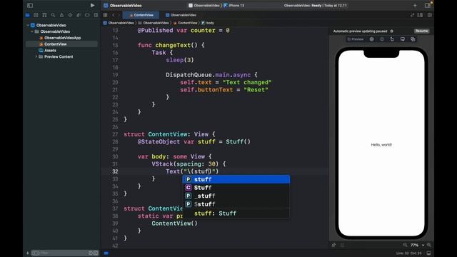 How to use ObservableObject, @StateObject, & @ObservedObject in Xcode (SwiftUI) смотреть онлайн