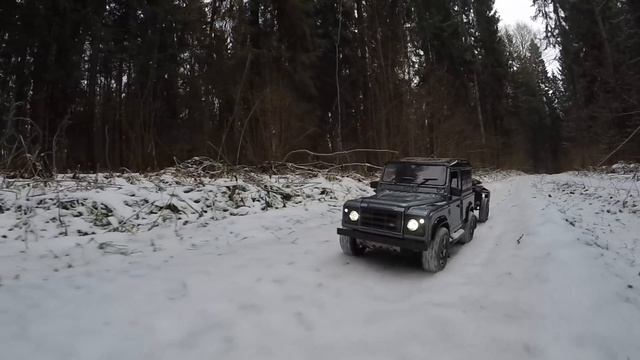 scale rc Land Rover defender 90 by Kahn design winter adventure смотреть онлайн