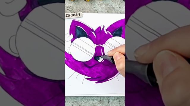 Рисуем стикер-наклейку с котом. Рисунок маркерами смотреть онлайн